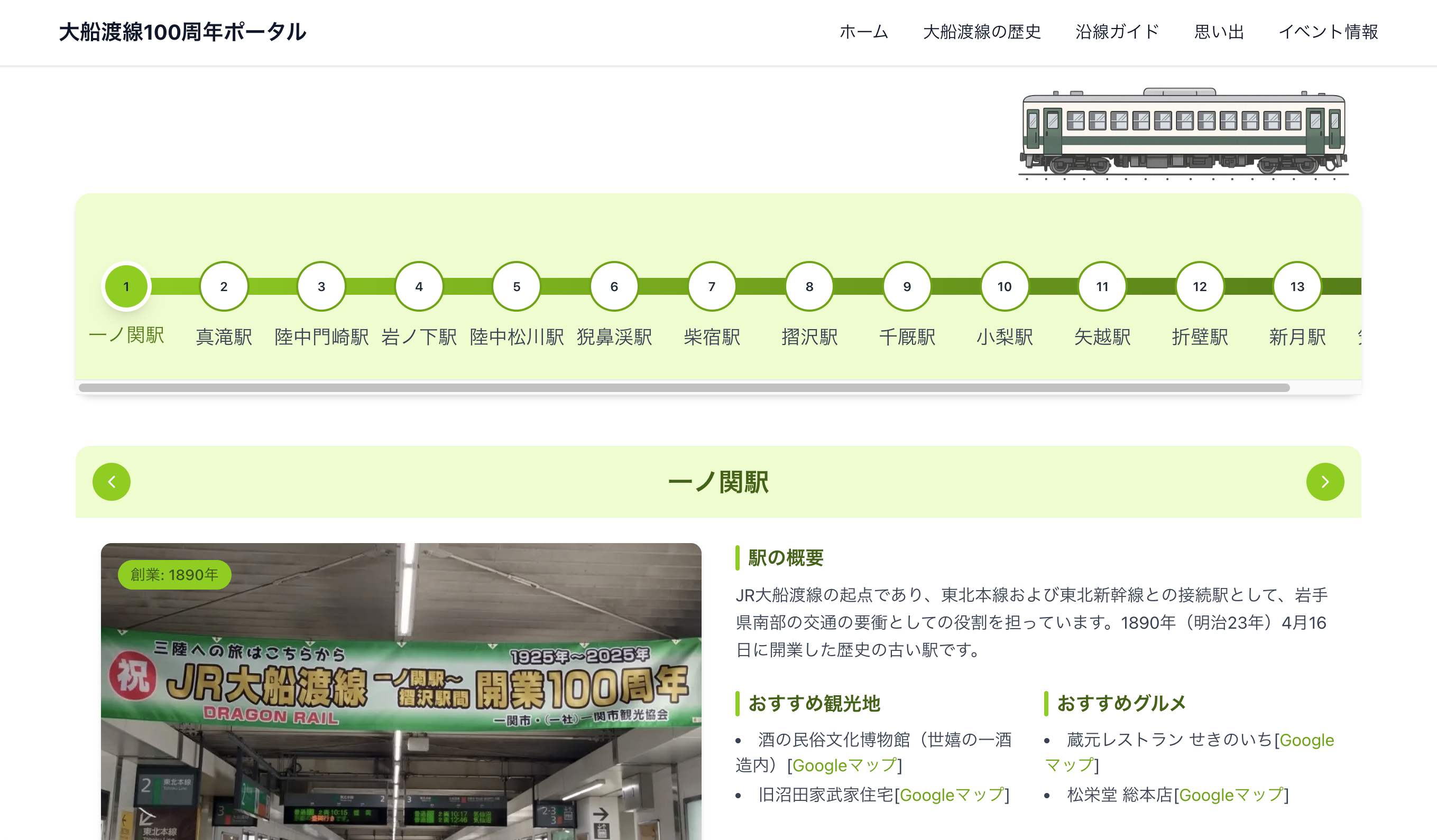 大船渡線100周年記念ポータルサイト 沿線ガイドページ